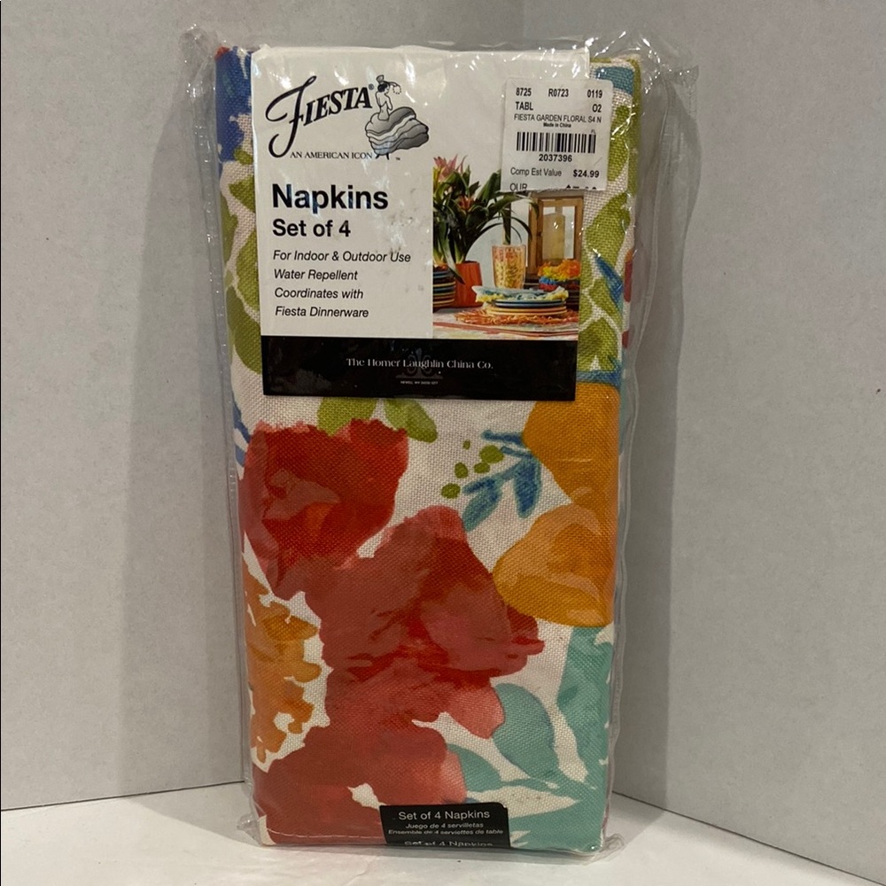 NWT Fiesta “Garden Floral” Indoor/Outdoor Colorful Napkins Set